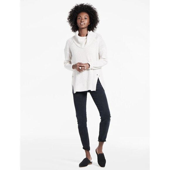 Lucky Brand Alyssa Cowl Neck Sweater With Side Buttons - Picture 1 of 8